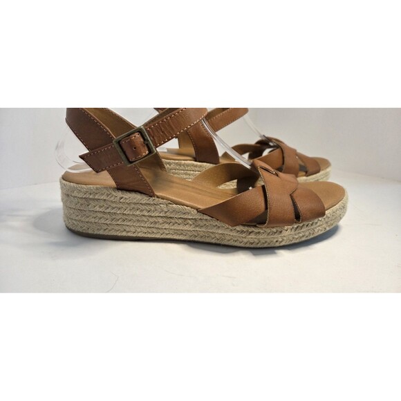 White Mountain Espadrille Sandals Dapper Size 8 Light Brown Adjustable Closure - Picture 3 of 8